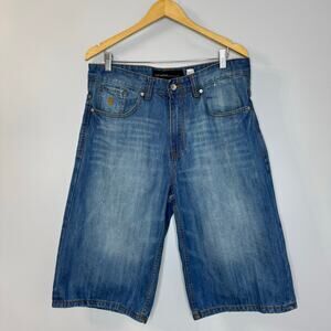 Rocawear Men's Double Red R BaggyvDenim Bermuda  Shorts Hip Hop Y2K 90's Sz 34